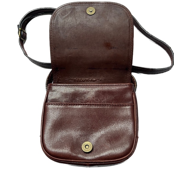 Gianni Conti Crossbody Bag Leather Flap Brown Small Long Strap Magnetic Snap - Picture 4 of 8
